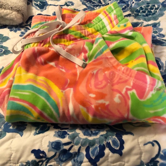 Lily Pultizer Cotton Blend Floral Pastel Drawstring Lounge Pants EUC - Picture 7 of 7